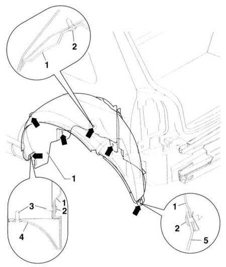 13.31 Снятие и установка локеров арки переднего и заднего колес