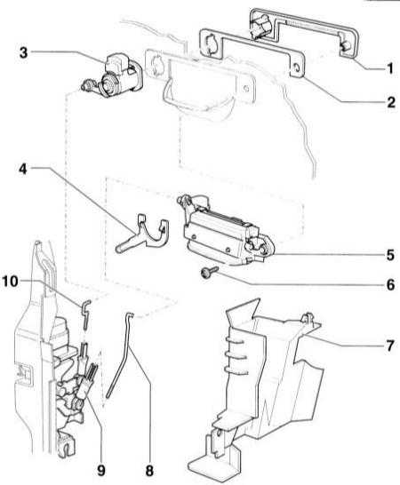  Снятие и установка ручки передней двери и цилиндра замка Audi A3