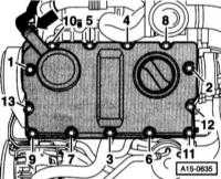  Снятие и установка головки цилиндров, дизельные двигатели 1.9 л (AVB, AWX, AVF) Audi A4