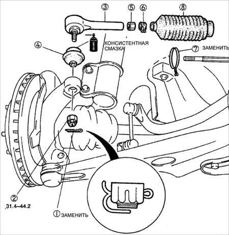  Замена защитного чехла рулевой тяги Kia Clarus