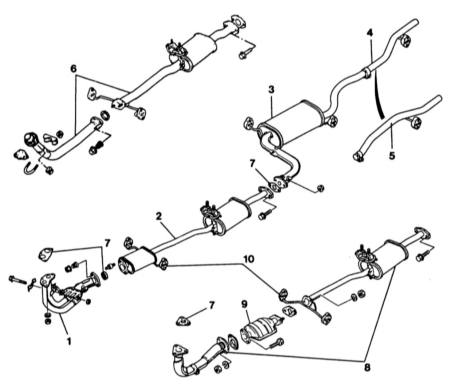  Снятие и установка системы выпуска отработавших газов Mazda 323