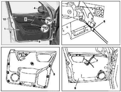  Снятие и установка панелей внутренней обивки дверных сборок Mercedes-Benz W163