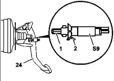  Снятие и установка педального узла и датчика-выключателя стоп-сигналов Mercedes-Benz W163