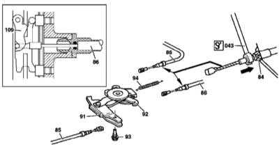  Снятие и установка тросовой сборки привода стояночного тормоза Mercedes-Benz W163
