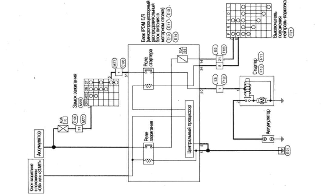 18.4 схема электрических соединений - система запуска (модели с вариатором)