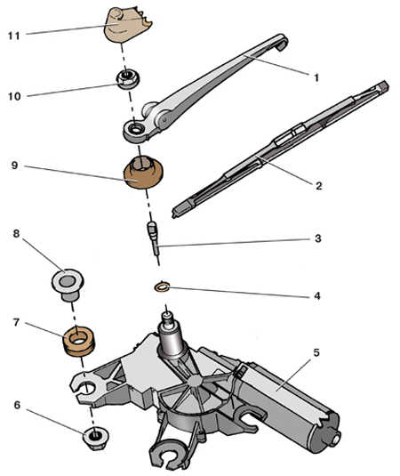  Снятие и установка моторедуктора стеклоочистителя Skoda Fabia