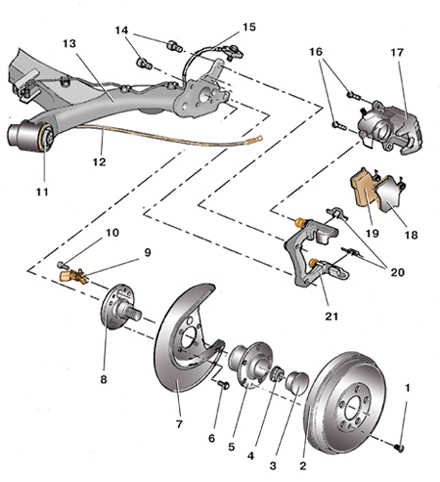  Тормозной механизм заднего колеса (дисковый) Skoda Fabia