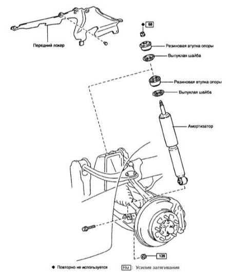  Снятие и установка передних амортизаторов Toyota Land Cruiser