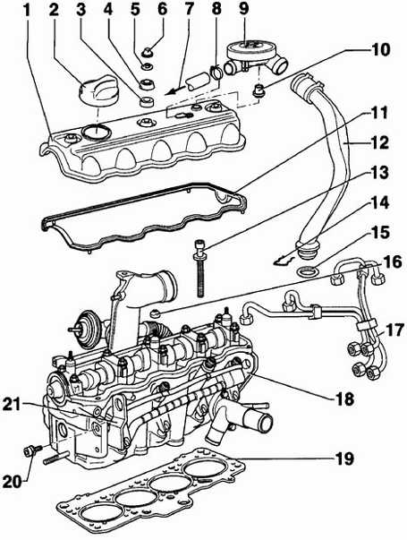  Снятие и установка головки блока цилиндров (дизельный двигатель 1,9 л) Volkswagen Passat B5